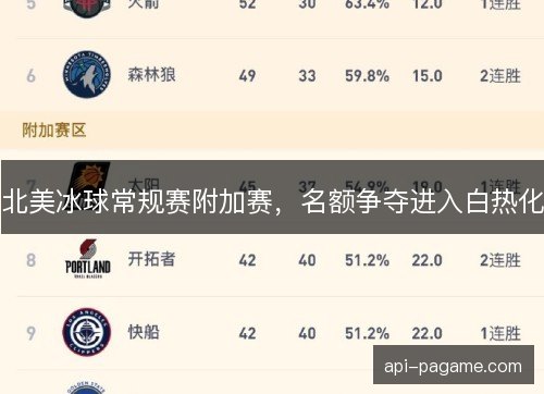 北美冰球常规赛附加赛，名额争夺进入白热化